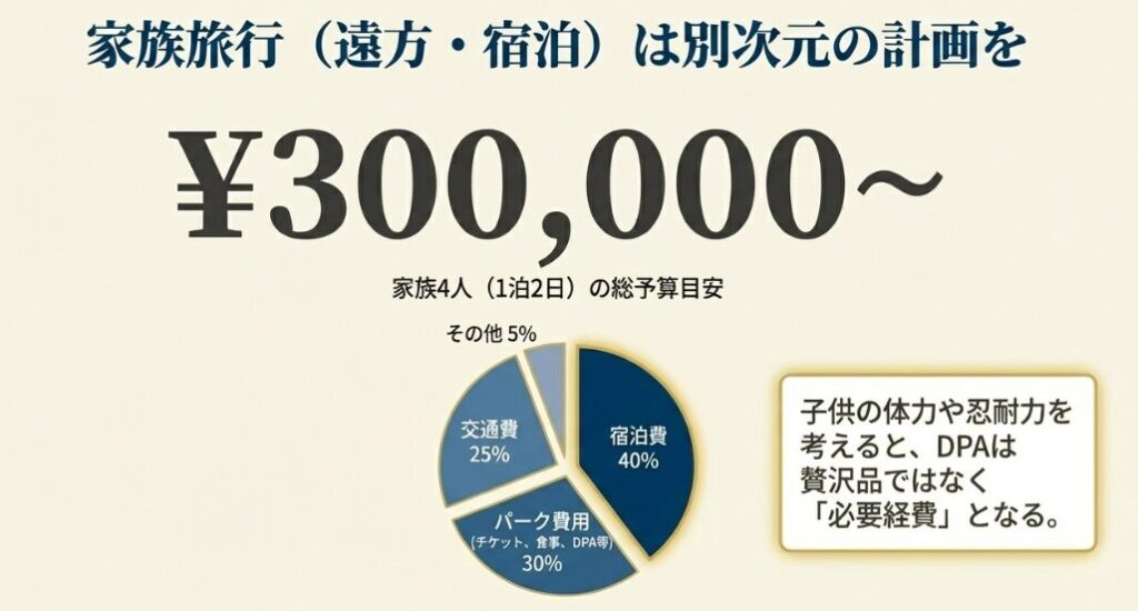 家族4人でファンタジースプリングスを楽しむ総額
